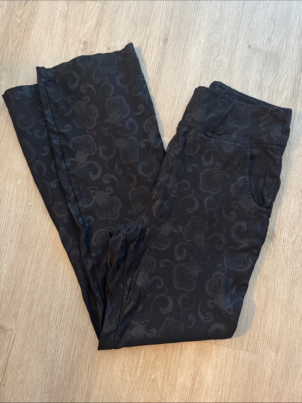 HUE Black Tonal Pattern Track Pants Trousers